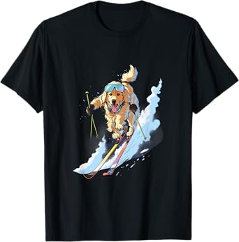 Golden Retriever Skiing Dog Skier Ski Winter Snow T-Shirt