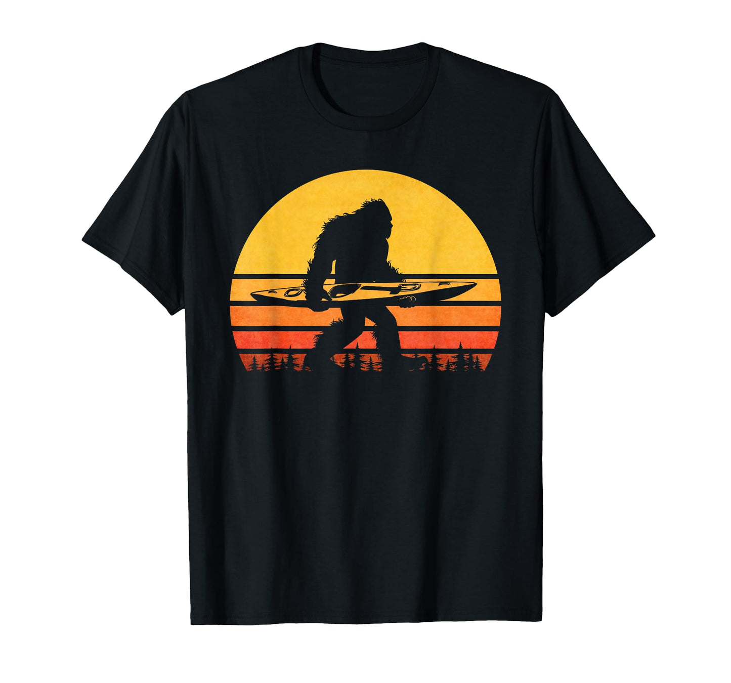 Bigfoot Kayak Gift Apparel Retro Classic Unisex T-Shirt Black Small Kayaking T-Shirt