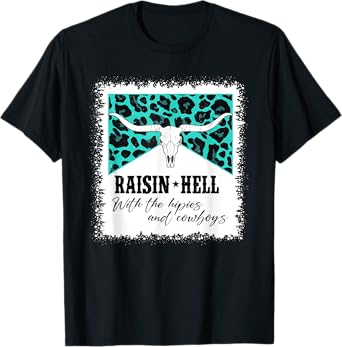 Raising Hell With The Hippies And Cowboys Leopard Bleached T-Shirt