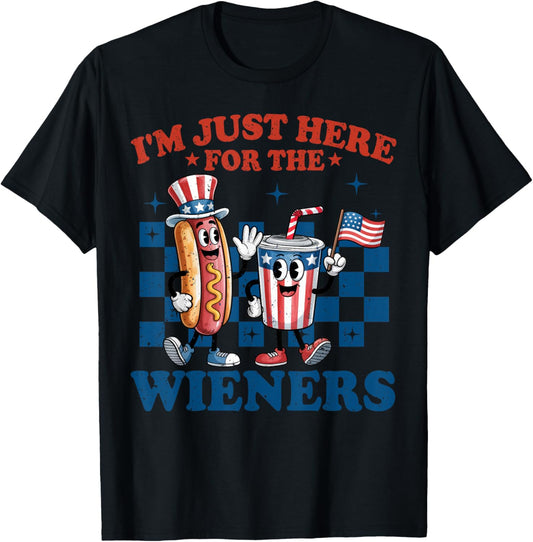 I'm Just Here For The Wieners Hotdog Patriotic 4th Of July T-Shirt