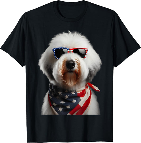 Old English Sheepdog Dog 4th Of July American Independence T-Shirt
