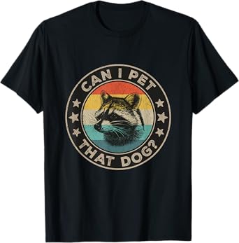 Can I Pet That Dog Meme Retro Animal Lover Funny Raccoon Men Women Kids T-Shirt