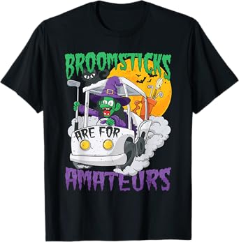 Witch Riding A Golf Cart Funny Halloween T-Shirt