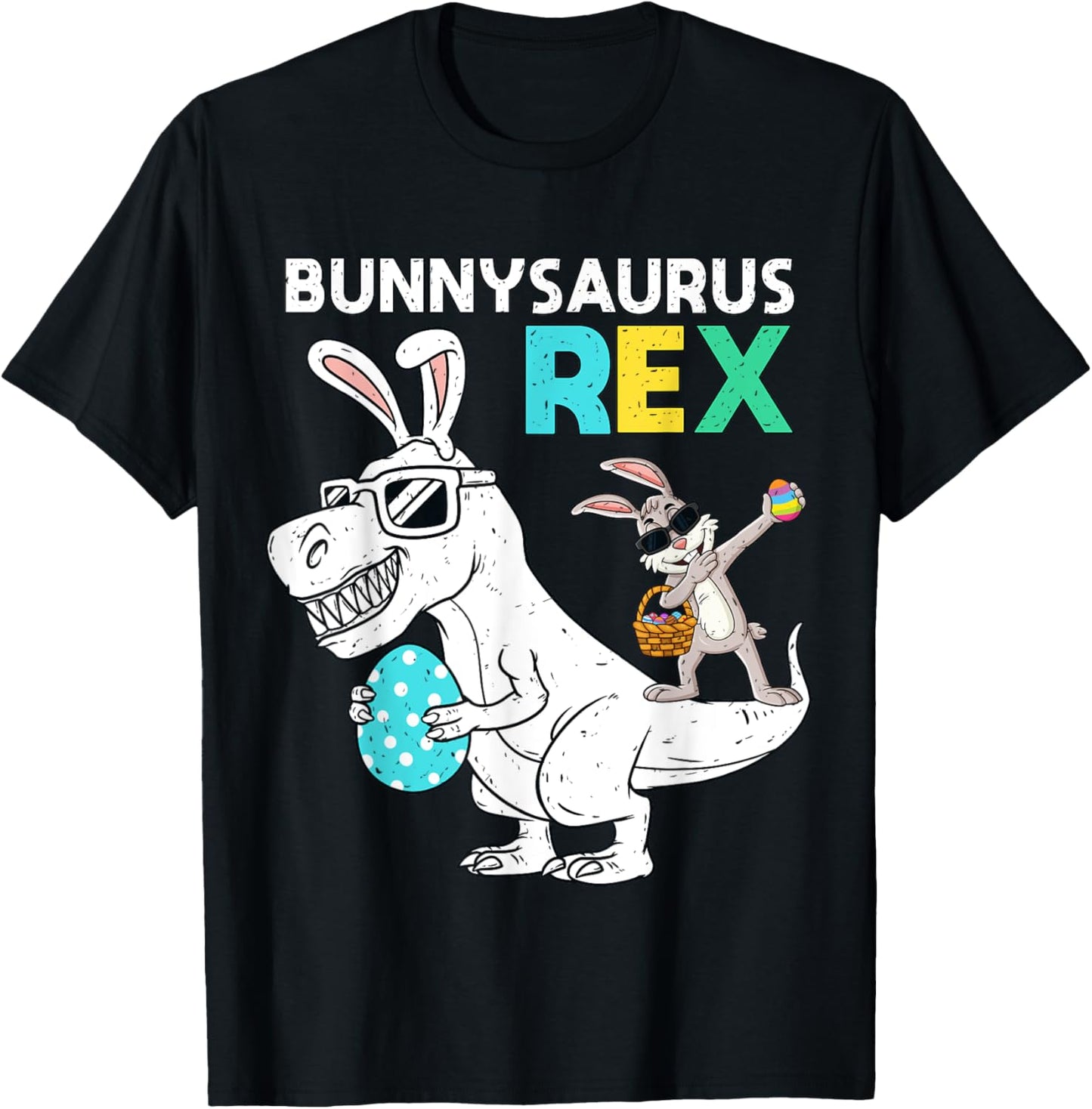 Easter Bunnysaurus T Rex Dino Dabbing Rabbit Boys Girls Kids T-Shirt