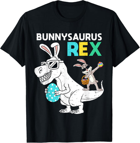 Easter Bunnysaurus T Rex Dino Dabbing Rabbit Boys Girls Kids T-Shirt