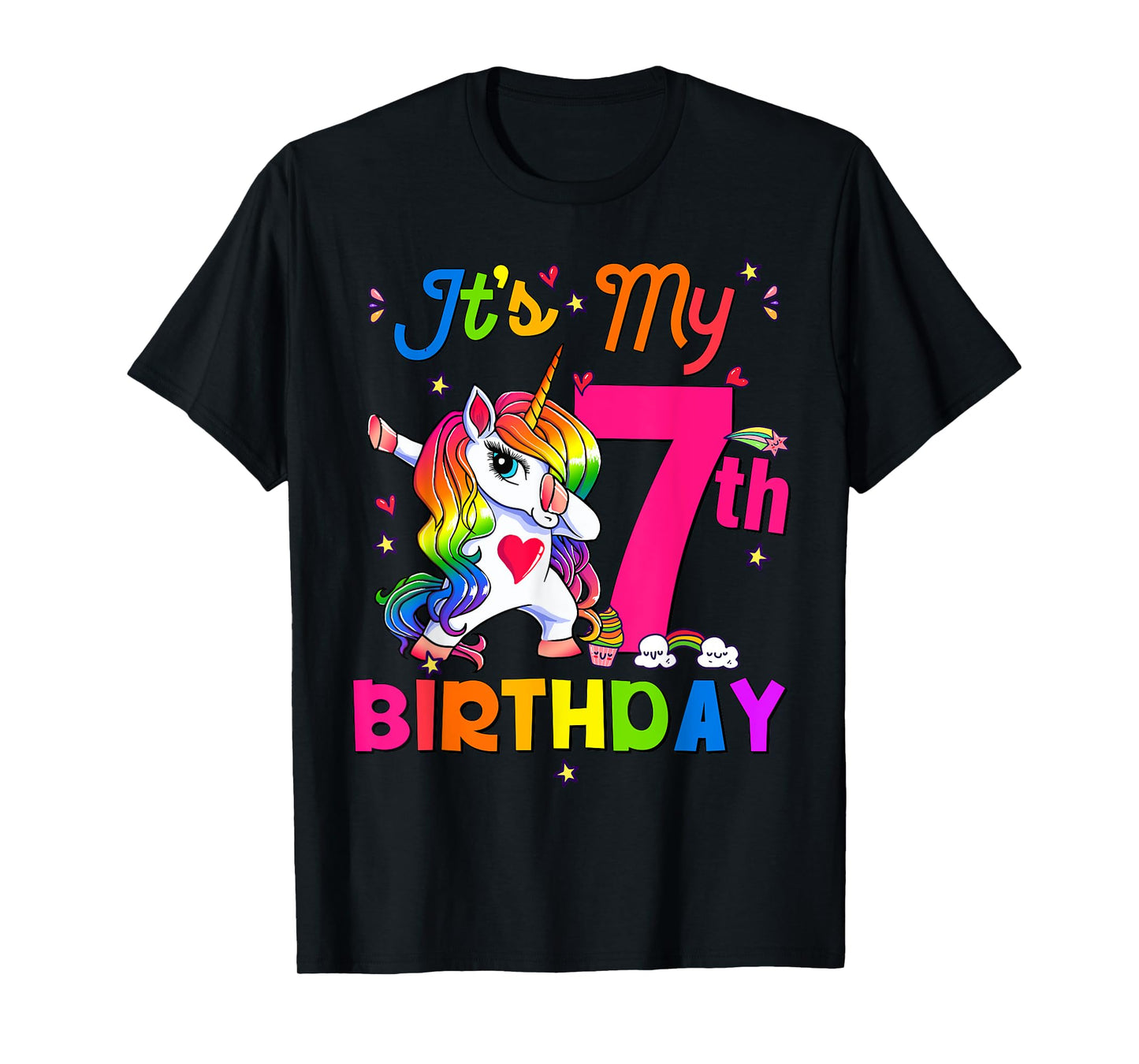 7 Years Old Unicorn It's My 7th Birthday Girl Party T-Shirt