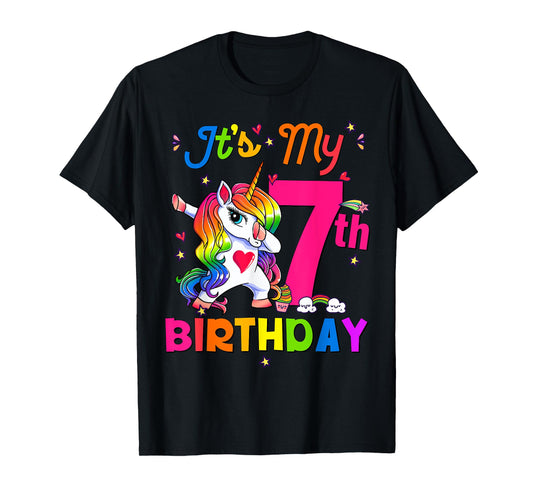 7 Years Old Unicorn It's My 7th Birthday Girl Party T-Shirt