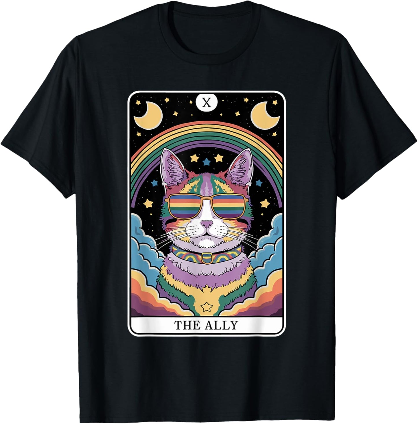 Ally Cat Tarot Card Funny LGBTQ Gay Pride T-Shirt