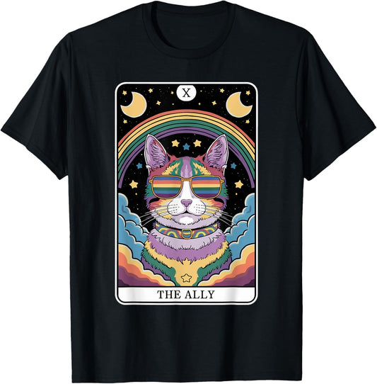 Ally Cat Tarot Card Funny LGBTQ Gay Pride T-Shirt