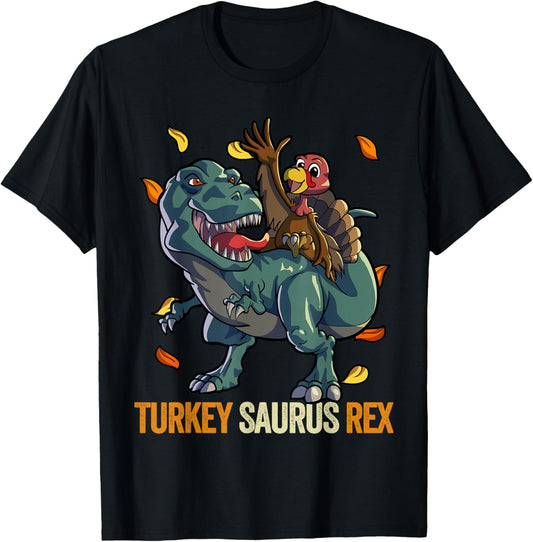 Dinosaur Thanksgiving Shirt Kids Dino T-Rex Boys Turkey T-Shirt