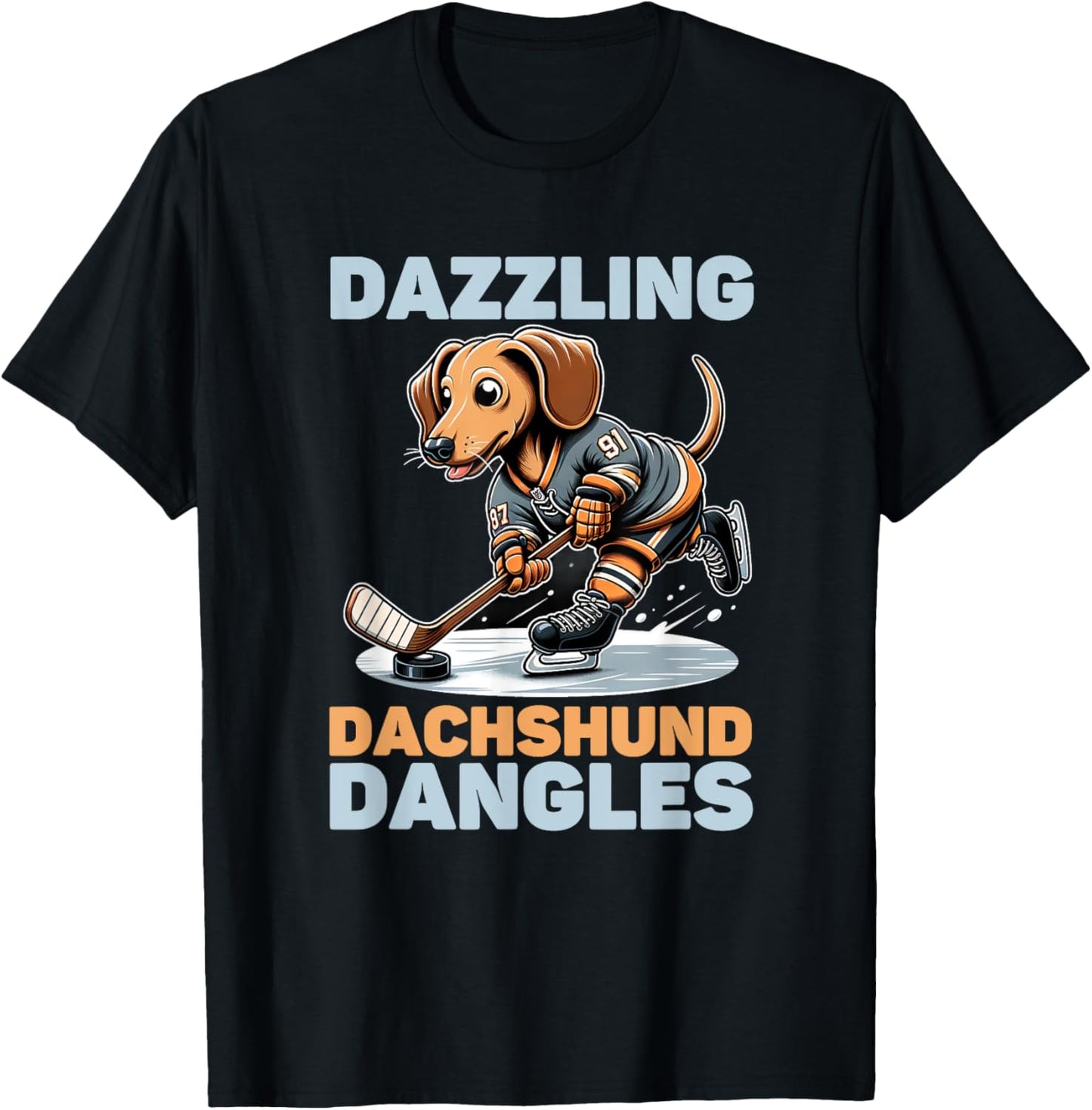 Dazzling Dachshund Dangles: Dachshund Ice Hockey Tee T-Shirt