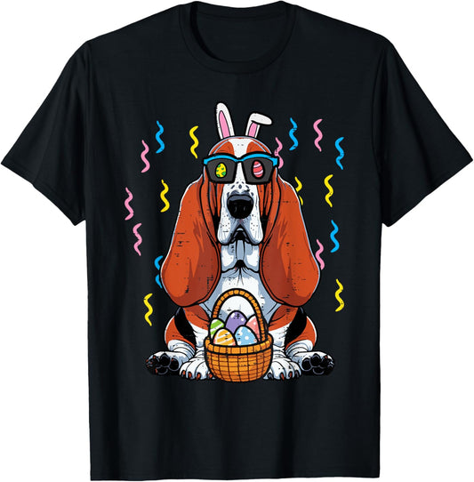 Easter Basset Hound Dog Egg Hunt Men Women Kids T-Shirt