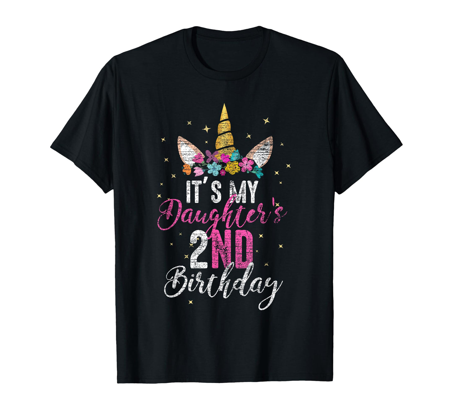 Its My Daughters 2nd Birthay Girl Gift Unicorn Birthday T-Shirt