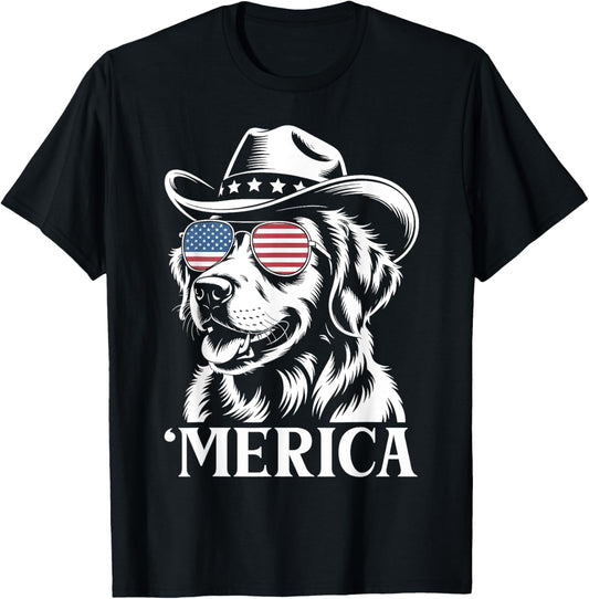 Patriotic Labrador Retriever Dog Merica US Flag 4Th Of July T-Shirt