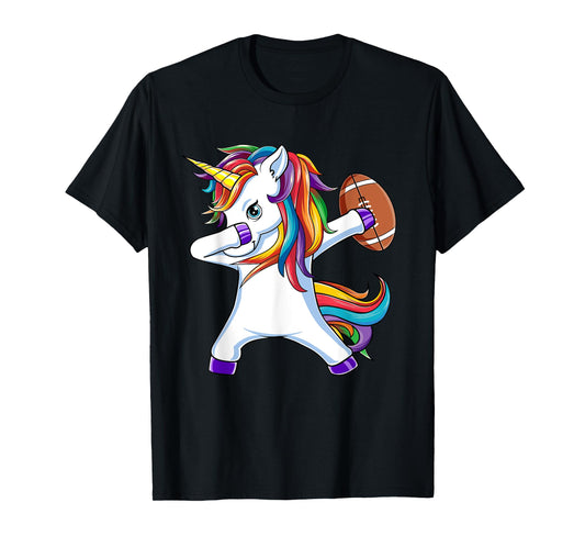 Funny Dabbing Unicorn American Football Gift For Girls Women T-Shirt