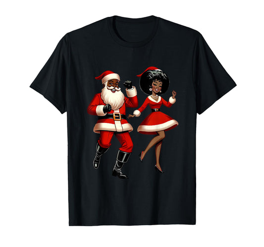African Santa Mrs Claus Dancing African American Christmas T-Shirt