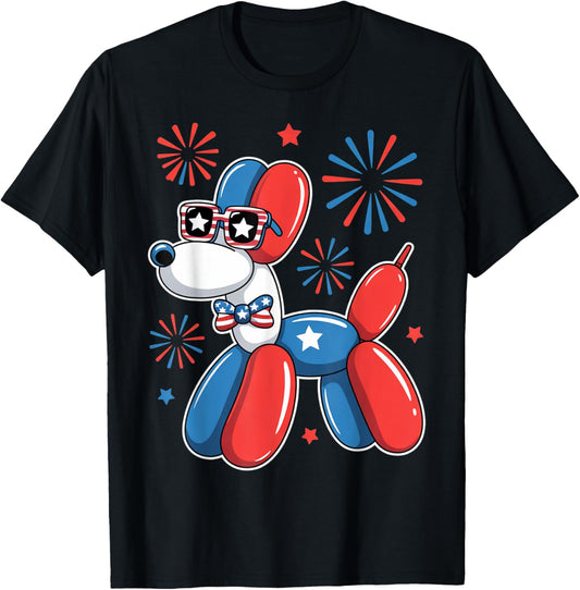 Patriotic Balloon Dog Fourth of July Dog Lover T-Shirt