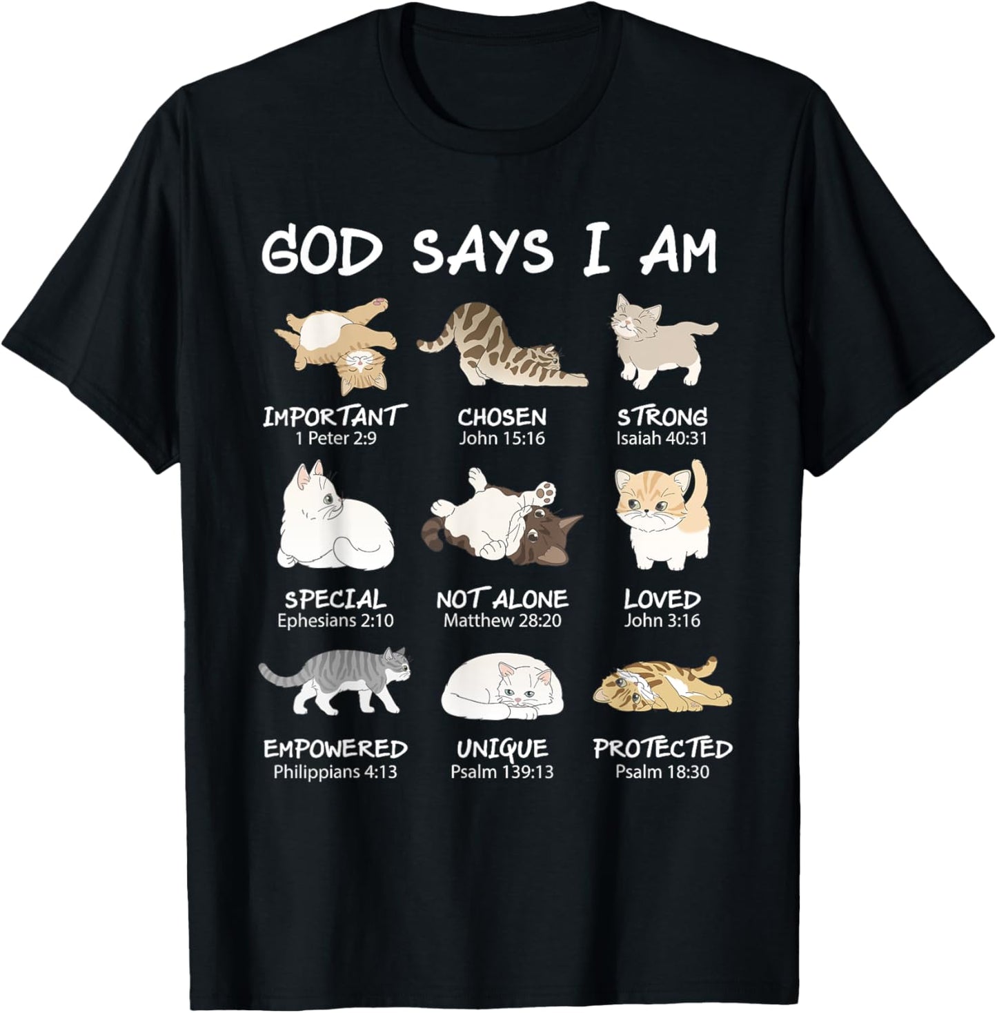 Funny Cat Girls Teens Kids God Says I Am Christian Cat Lover T-Shirt