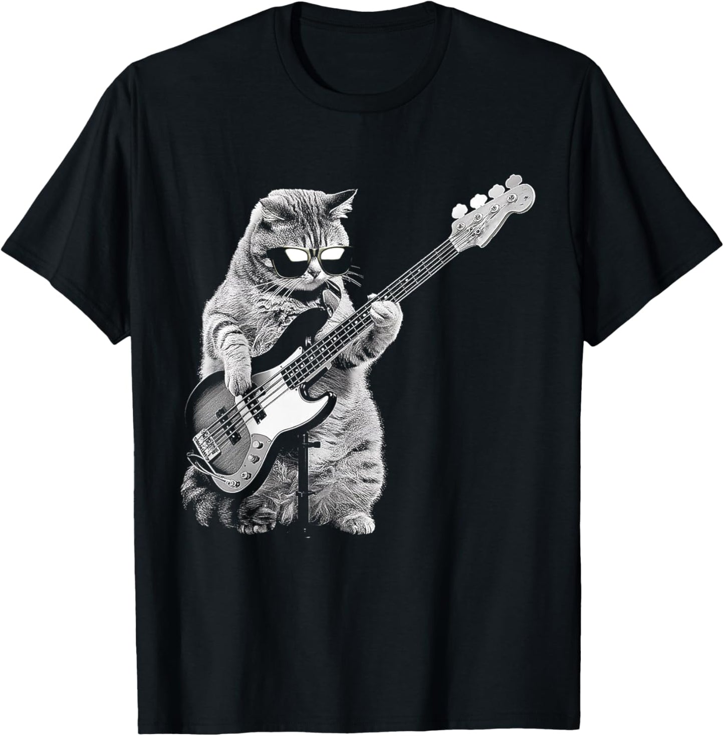 Rock Cat Playing Guitar Funny Guitar Cat T-Shirt