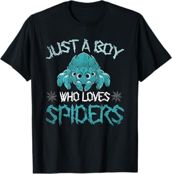 Arachnid Men Boys Gift Idea Just A Boy Who Loves Spiders T-Shirt
