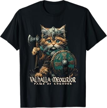Nordic Norse Valhalla Viking Cat Warrior for Women Men Kids T-Shirt