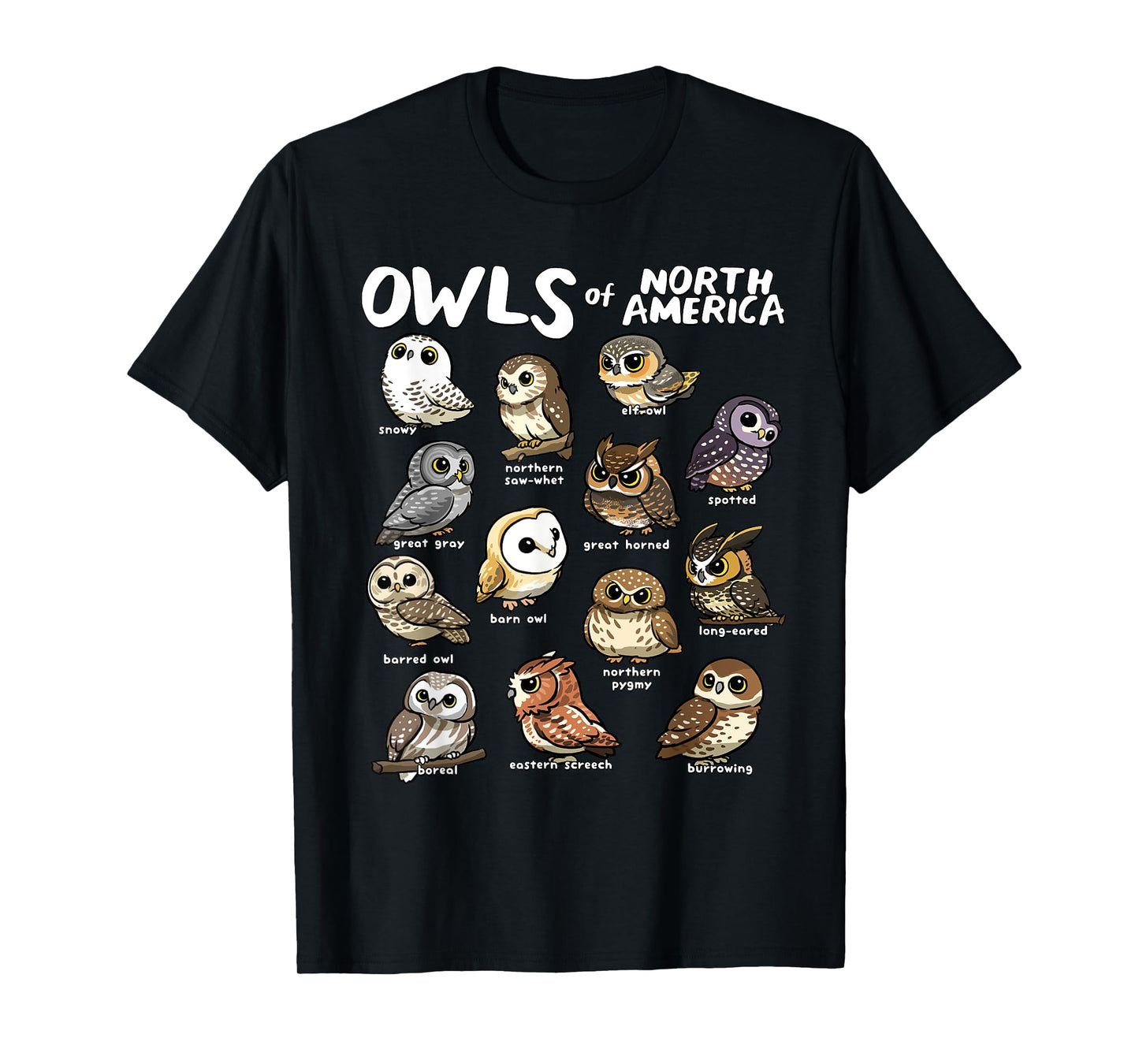 Owls of North America Shirt Birdwatcher Bird Lover Owl Lover T-Shirt