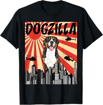 Funny Retro Japanese Dogzilla Greater Swiss Mountain Dog Men Women T-Shirt
