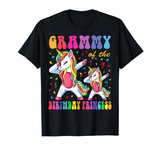 Grammy of the Birthday Princess Girl Dabbing Unicorn Family T-Shirt