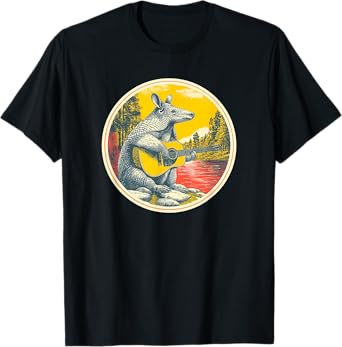Armadillo Play Guitar | Rock Star | 60s 70s Rock Music T-Shirt
