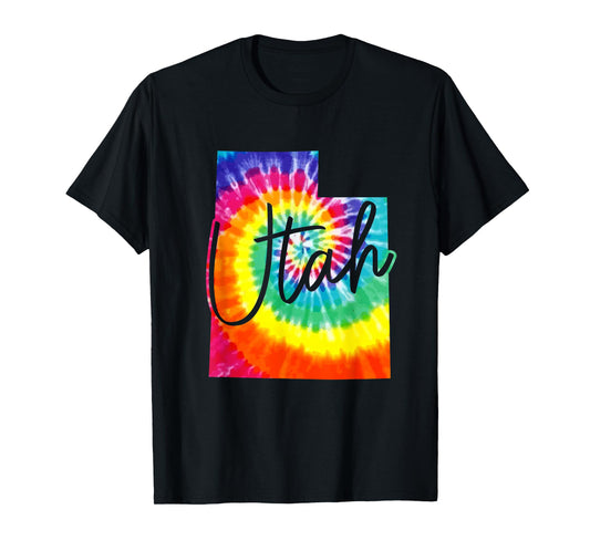 Utah Tie Dye State Map Pride Hippie Vintage Retro T-Shirt
