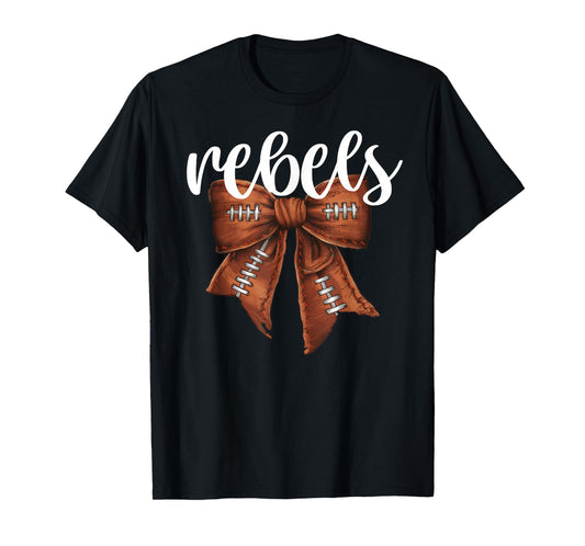 Rebels Football Bow School Spirit Team Mascot Game Night T-Shirt