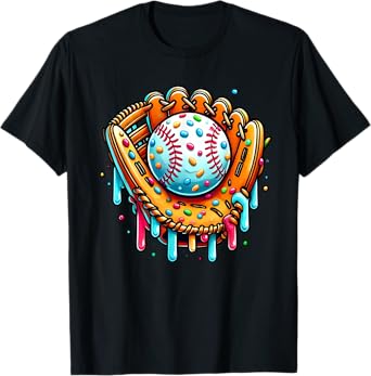 Ice Cream Drip Baseball Stuff Baseball Drip For Boys Graphic T-Shirt