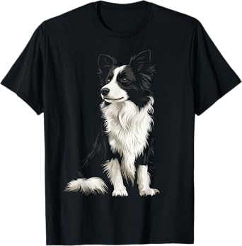 Border Collie Dog Motif Pet Illustration Border Collie Men Women Kids T-Shirt