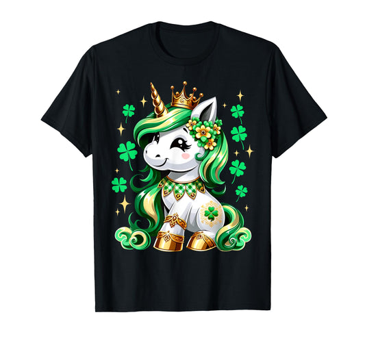 Cute Unicorn Shamrock St Patricks Day Girls Kids Lepricorn T-Shirt