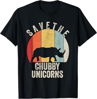 Retro Save The Chubby Unicorn Shirt Gift Funny Animal Rhino T-Shirt