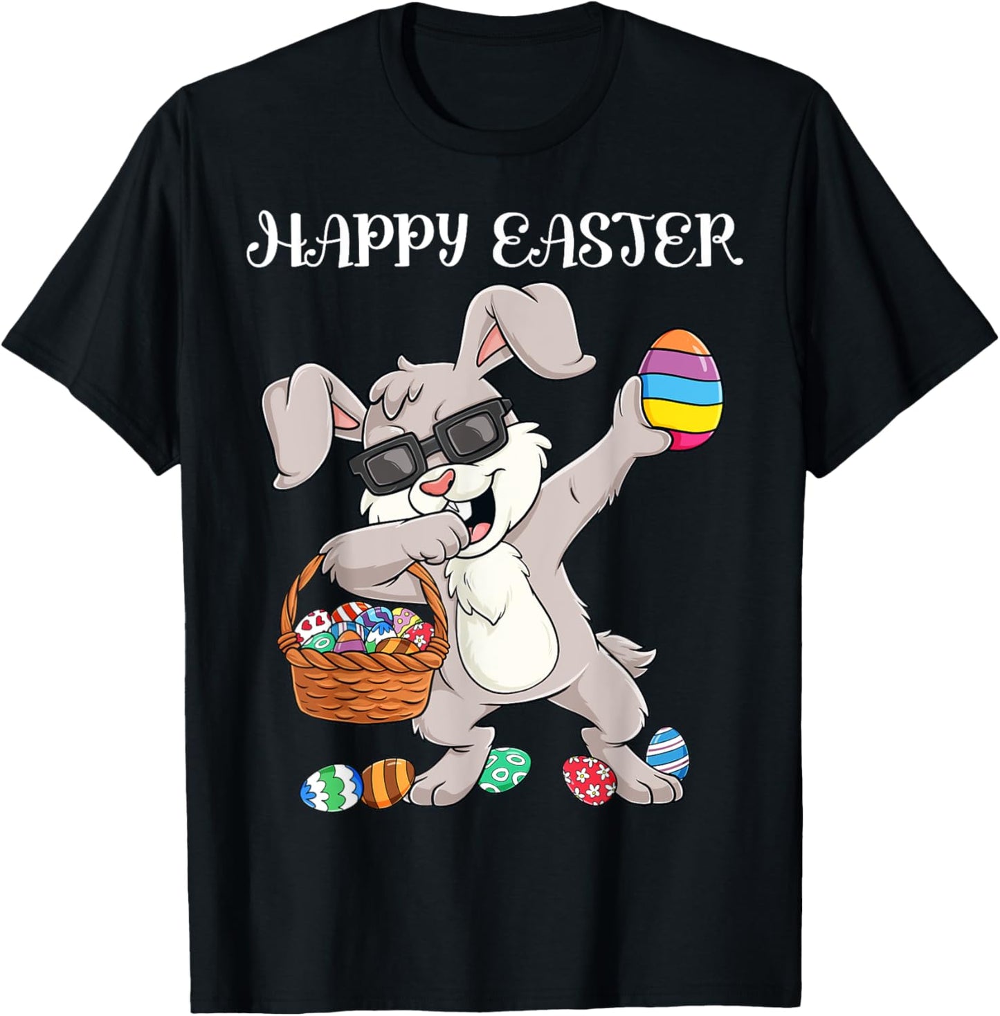 Happy Easter Day Dabbing Rabbit Eggs Toddler Boys Girls Kids T-Shirt