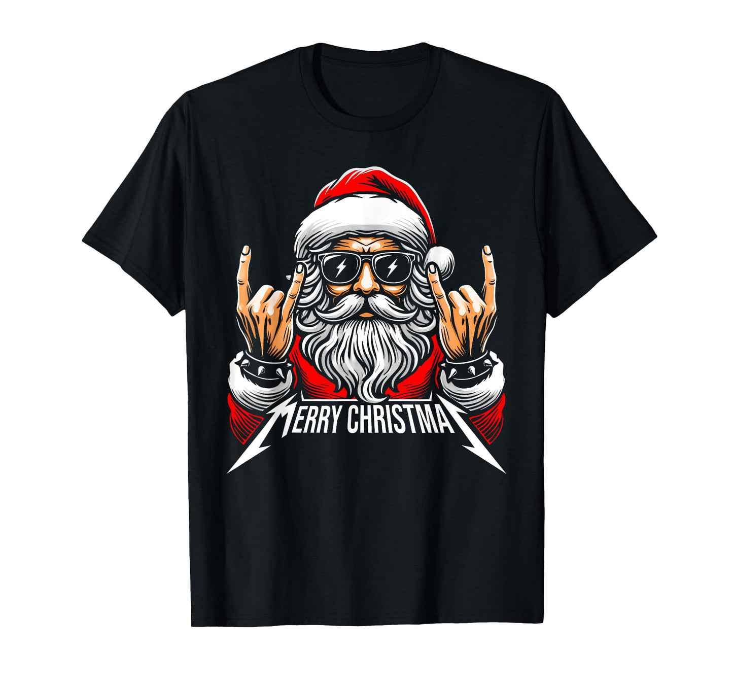 Merry Christmas Red Santa Face Hat Xmas Match Family Funny T-Shirt