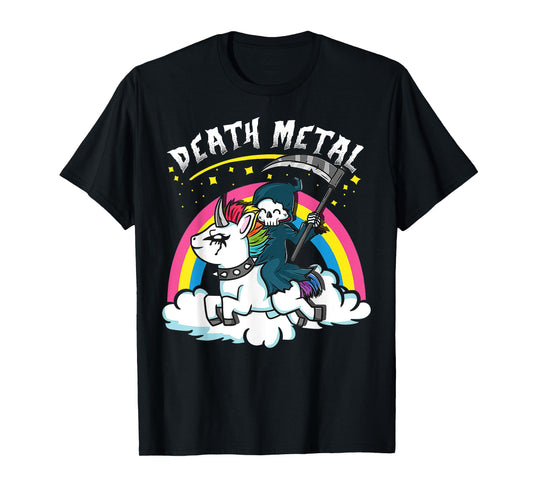 Funny Rainbow Skeleton Unicorn Death Metal Music Festival T-Shirt