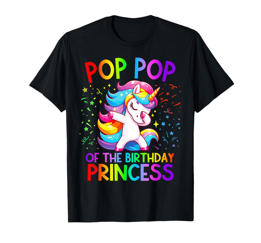 Pop Pop of the Birthday Princess Girl Dabbing Unicorn T-Shirt