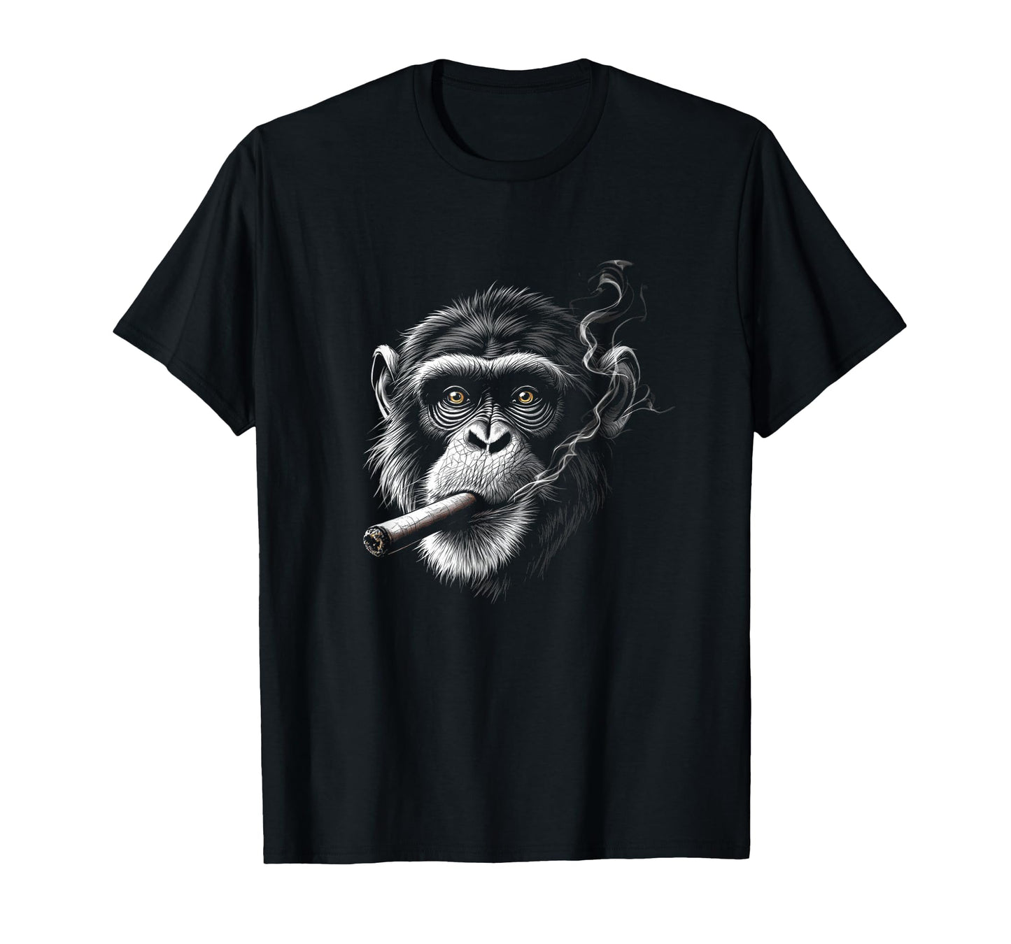 Monkey Smoking a Cigar, Funny Zoo Ape Animal Art Graphic T-Shirt