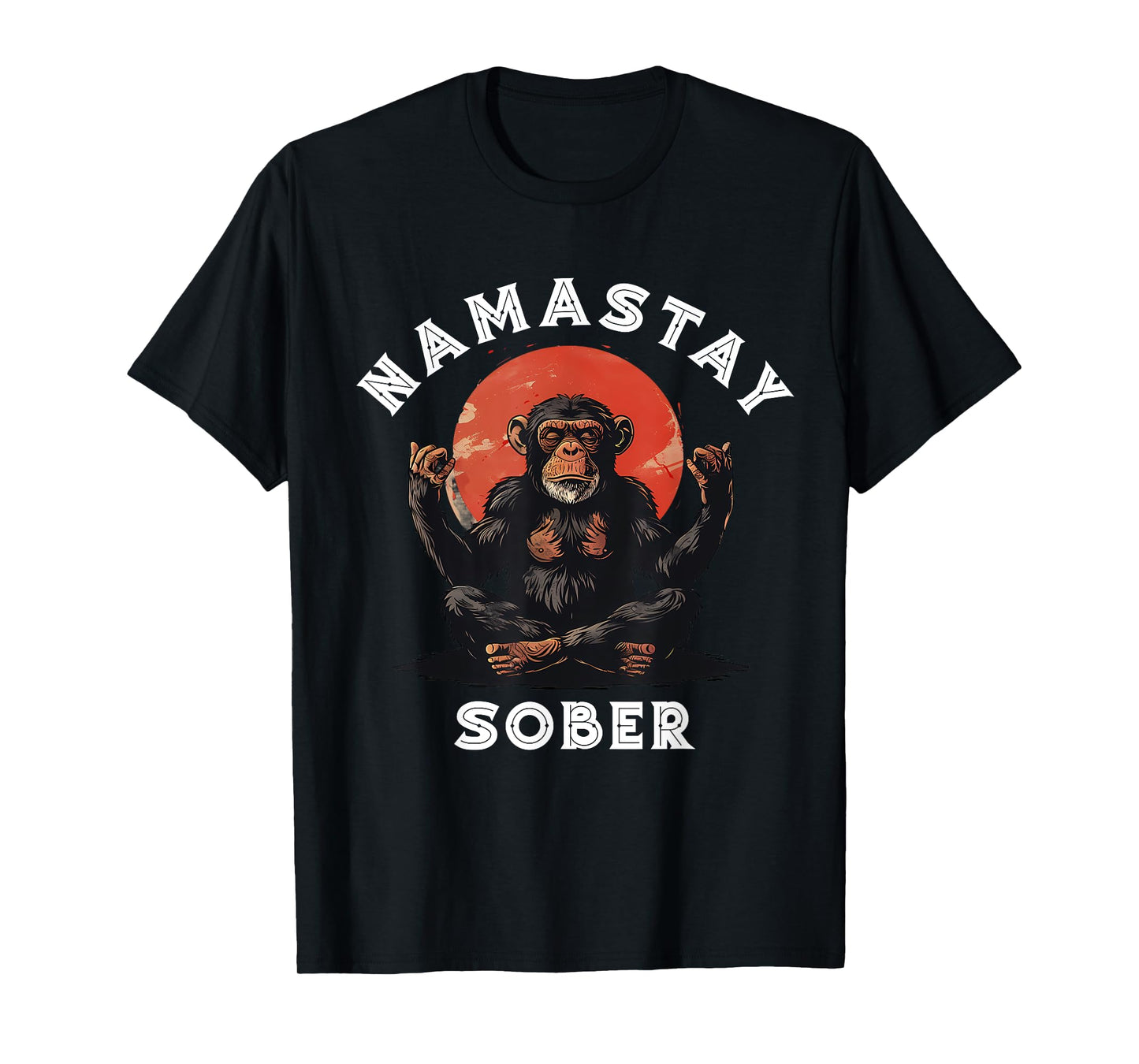 Monkey Namastay Sober NA AA Alcoholics Anonymous Mediation T-Shirt