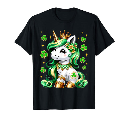 Cute Unicorn Shamrock Lepricorn St Patricks Day Girls Kids T-Shirt