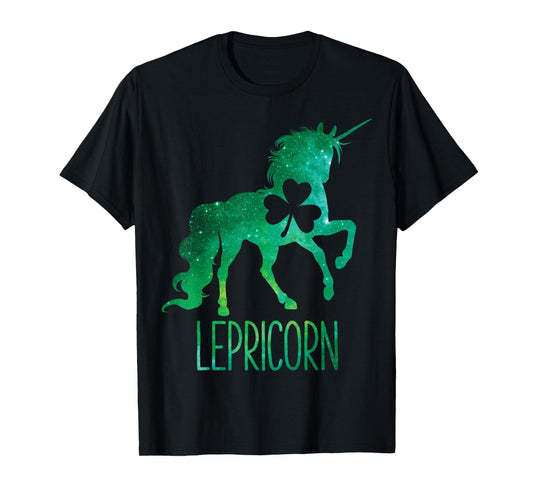 Lepricorn Unicorn St Patricks Day Girls Women Shamrock Space T-Shirt