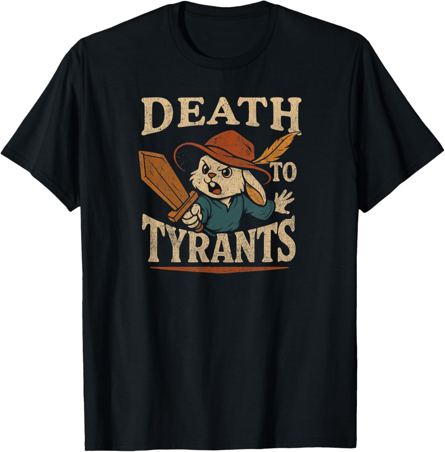 Retro Rabbit Meme Death To Tyrants Funny Vintage 90s Design T-Shirt