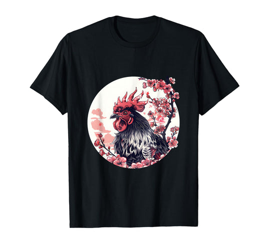 Japanese Cherry Blossom Aesthetic Chicken Farmer T-Shirt