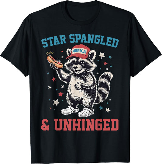 Star Spangled And Unhinged Funny Racoon Feral 4th Of July T-Shirt