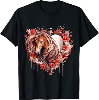 Heart With Horse Head For Horseback Riding Horse T-Shirt