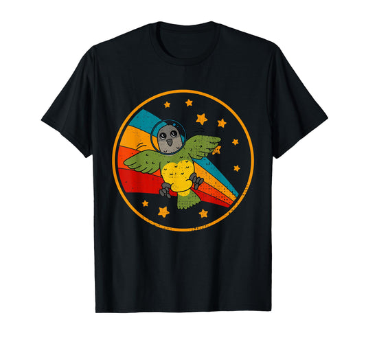 Cute Vintage Senegal Parrot Retro White Parrot In Space T-Shirt