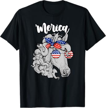 Patriotic Horse 4th Of July Merica American Flag USA Horse T-Shirt
