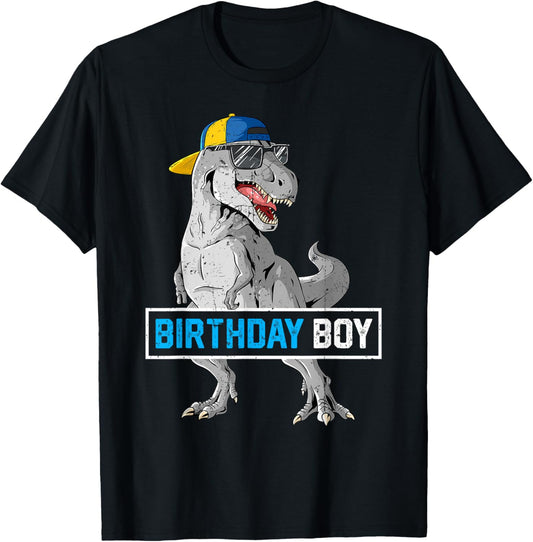 Kids Birthday Boy Dino T Rex Dinosaur Boys Matching Family T-Shirt
